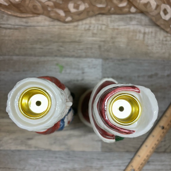 Set of Vtg Ceramic Santa Christmas Holiday Taper Candle Holders. 9.25” Tall - Picture 6 of 10